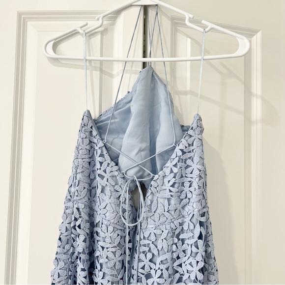 Amur Lara Dress Light Blue Eyelet Hi Low Midi Dress Size 6 - Picture 12 of 13